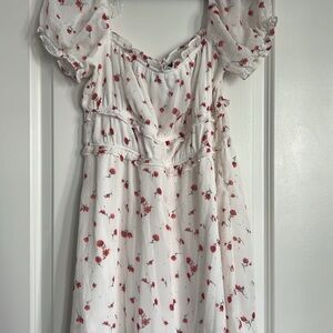 Francesca's Collections White and Red Floral Mini Dress